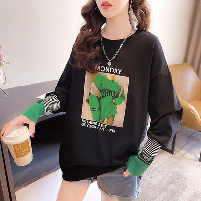 女性力を高める ラウンドネック 着心地抜群 プリント Tシャツ カットソー＜U-2865＞