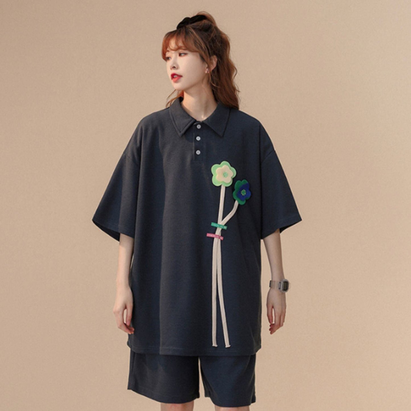 期間限定 ゆったり感アップ ファッション Tシャツ＋ショートパンツ セットアップ＜U-8679＞