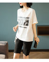 話題沸騰中 ファッション 着回し力抜群 プリント 2色選択 半袖Tシャツ＜U-8621＞