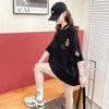 POLOネック ポケット ベアー レース ロング Tシャツ 三色 ゆったりワンピース＜U-3991＞