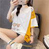 韓国風漫画刺繍ワッペン半袖Tシャツ<U-2991>