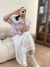 スウィート ワンちゃんロゴ 韓国系 ゆったりTシャツ半袖<U-4882>
