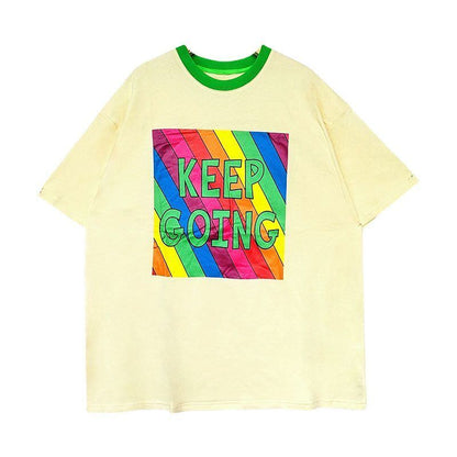 話題沸騰中 都市ファッショ オシャレ デザイン  ゆったり プリント 半袖Tシャツ＜isf-9171＞