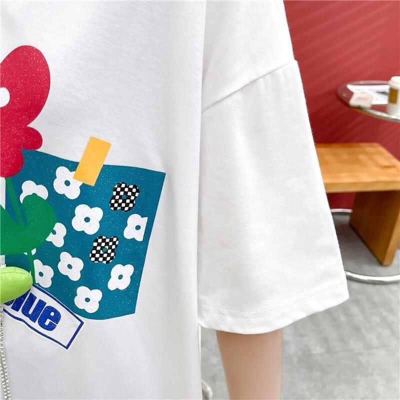 カジュアル プリント 好感度満載 ラウンドネック Tシャツ カットソー＜U-3118＞
