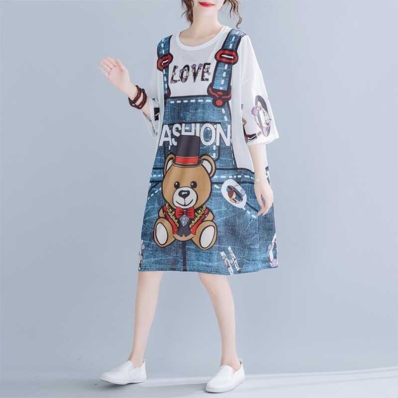旅行Ｔシャツ 夏 レディース 膝丈 プリント 大きいサイズ ゆったりさらっと涼しい U-656