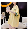 アルファベット プリント ドロップショルダー ロングTシャツ ゆったり＜U-2888＞