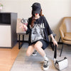 美人度アップ 切り替え ファッション プリント Tシャツ カットソー＜U-3399＞