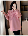 好感度UP レイヤード風 柔らかくて優しい印象 切り替え プラスベルベット 全3色 スウェット＜U-9809＞