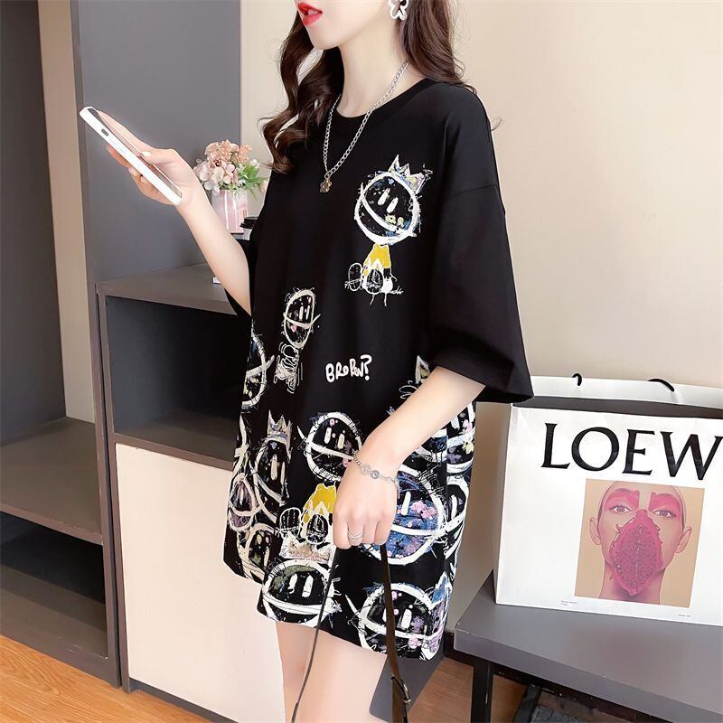 新商品 大人可愛い 大活躍 カジュアル キュートプリント 全2色 半袖Tシャツ＜U-8595＞