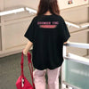 夏新作 プリントTシャツ 夕日 黒 ゆったり半袖＜U-2959＞