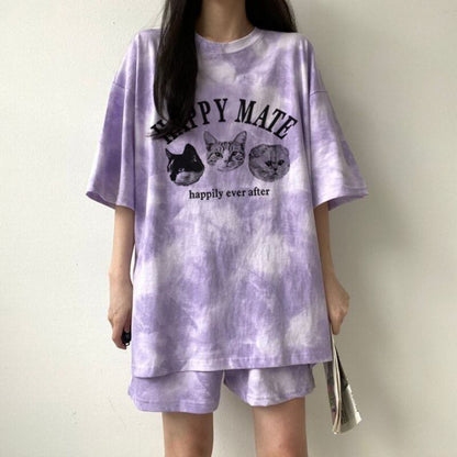 超人気 着心地良い どんな体型にも適合 カジュアル 全5色 半袖 Tシャツ ショートパンツ セットアップ ＜U-9268＞