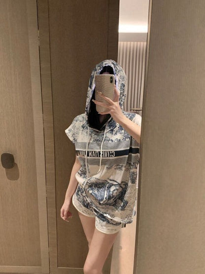 絶対流行 ファッション 早い者勝ち カジュアル 2色選択可 半袖Ｔシャツⅹパンツセット<U-8896>