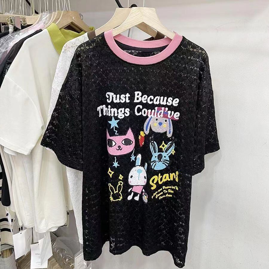 【半額！期間限定！！】新商品 キュート 超人気 プリント 2色半袖Tシャツ＜U-8520＞