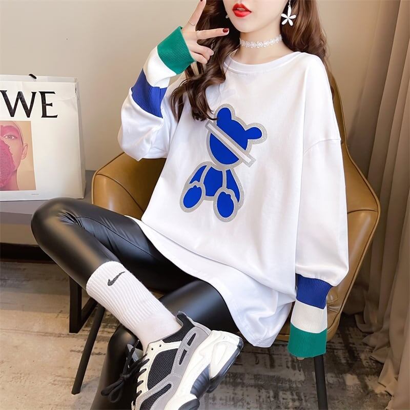 カジュアル 切り替え オシャレ度満点 プリント Tシャツ カットソー＜U-3663＞