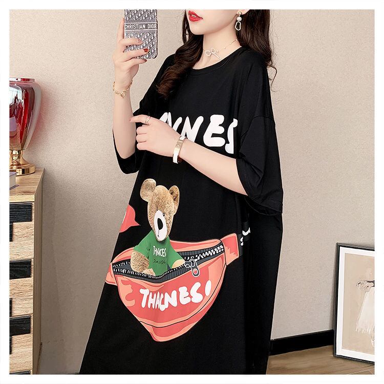 スタイリッシュ プリント カジュアル Tシャツ カットソー ワンピース＜U-8285＞
