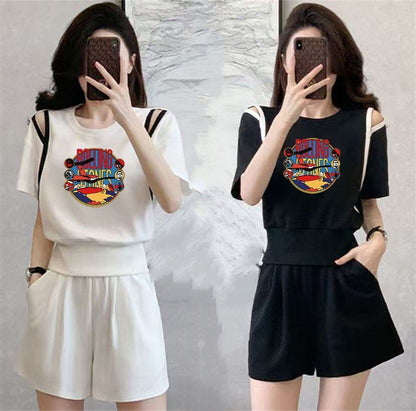大人可愛い カジュアル 夏に嬉しい機能付き 半袖Ｔシャツⅹパンツセット全4色<U-11194>
