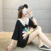 大人可愛い ロング丈 ゆったり 切り替え 三色半袖Tシャツ＜U-8129＞