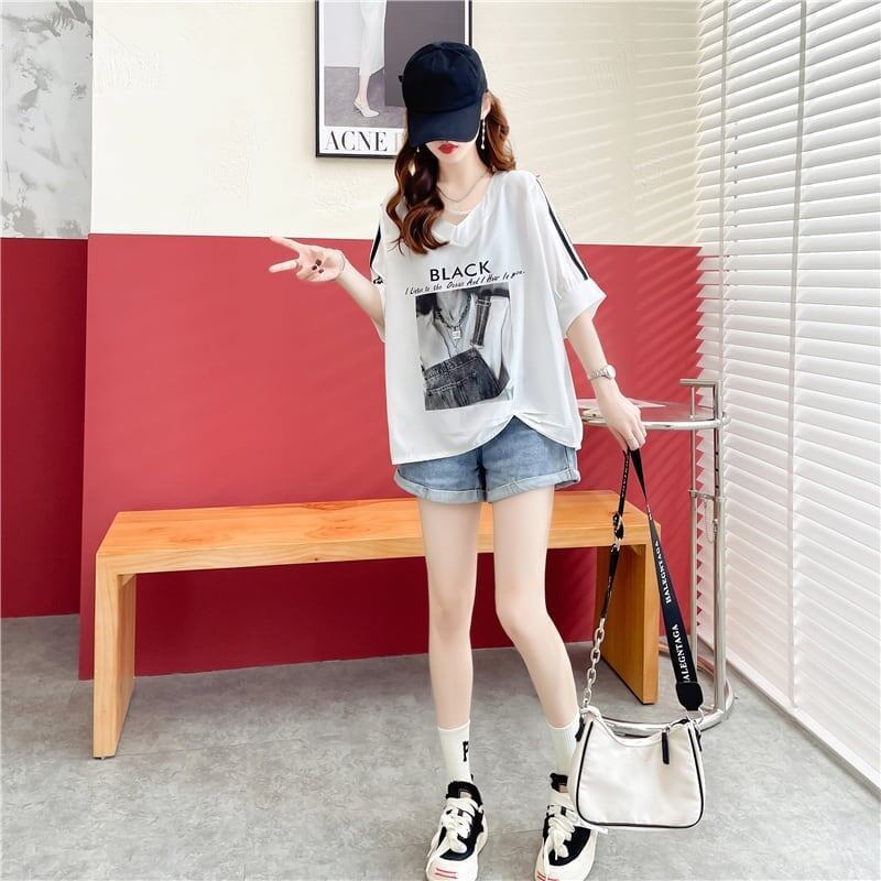 デザイン感 プリント チャーミング Tシャツ カットソー＜U-3476＞