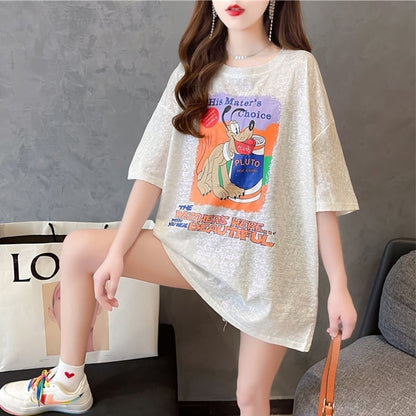 好感度満載 切り替え 美感いっぱい プリント Tシャツ カットソー＜U-3548＞