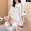 質感のいい 刺Tシャツ ラウンドネック 白 黒 ゆったり半袖＜U-3013＞
