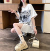 絶対流行 レイヤード風 レース プリント全2色 半袖Tシャツ<U-8821>