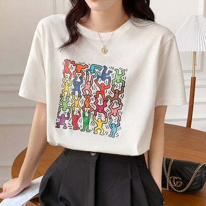 オシャレ度満点 切り替え 着心地抜群 プリント Tシャツ カットソー＜U-3408＞