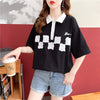 デザイン感 切り替え チャーミング プリント Tシャツ カットソー＜U-3586＞
