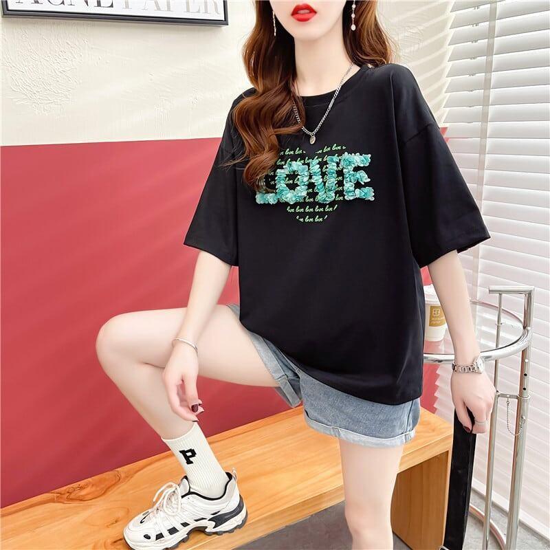 デザイン感 プリント チャーミング Tシャツ カットソートップス＜U-3151＞