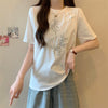 おすすめ 海外トレンド カジュアル モーダル 刺繍 半袖Tシャツ＜U-8476＞
