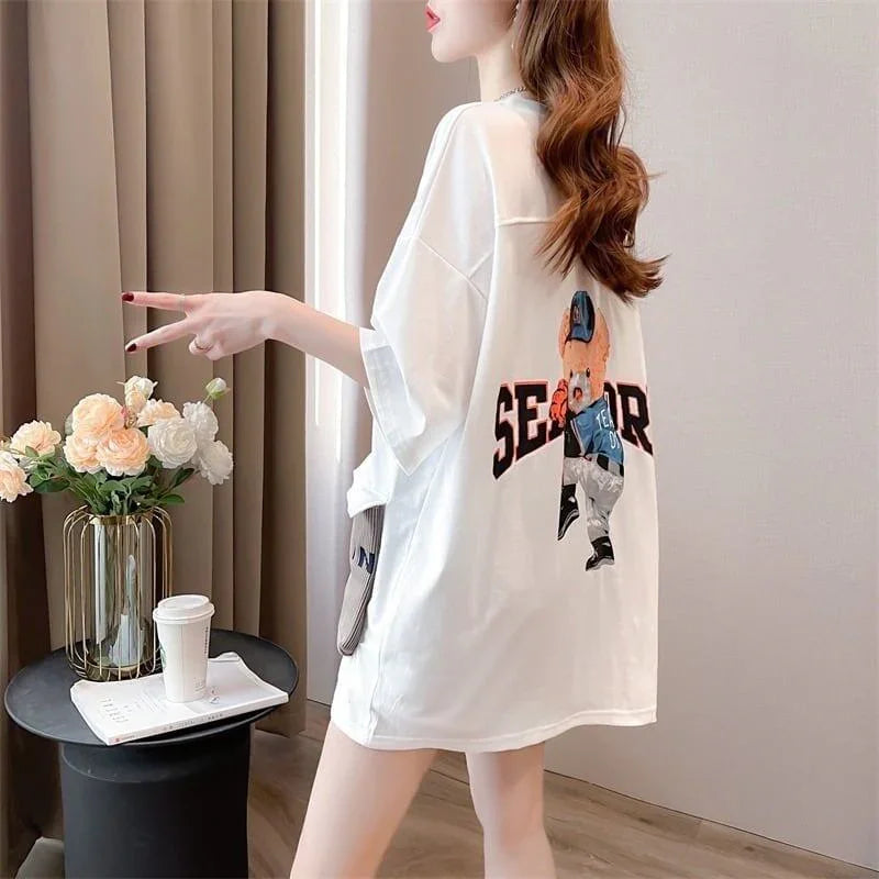 スタイリッシュ 3色選択可 一目惚れ カートゥーンプリント Tシャツ カットソー＜U-3091＞