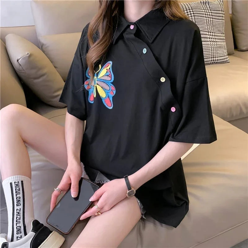 個性的なデザイン プリント 一目惚れ Tシャツ カットソー＜U-3044＞