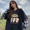 オシャレ度満点 ラウンドネック 個性的なデザイン カートゥーンプリント Tシャツ＜U-2257＞