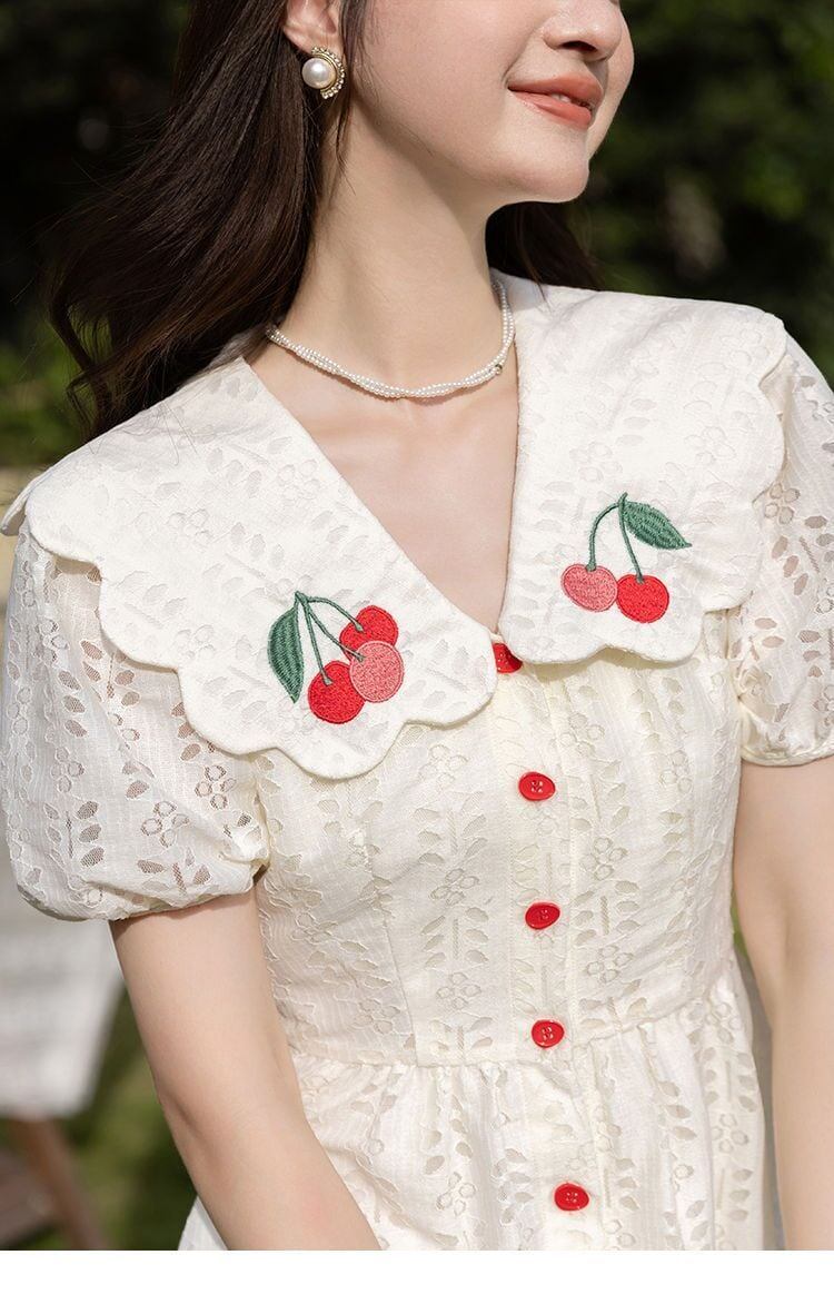 超人気 美人度アップ 大人可愛い スウィート 刺繍 ワンピース＜U-8854＞