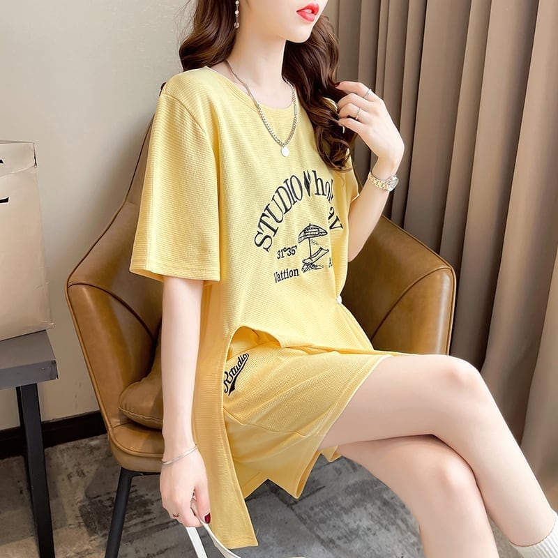 着心地抜群 切り替え 女性力を高める Tシャツ＋ショートパンツ セットアップ＜U-3612＞