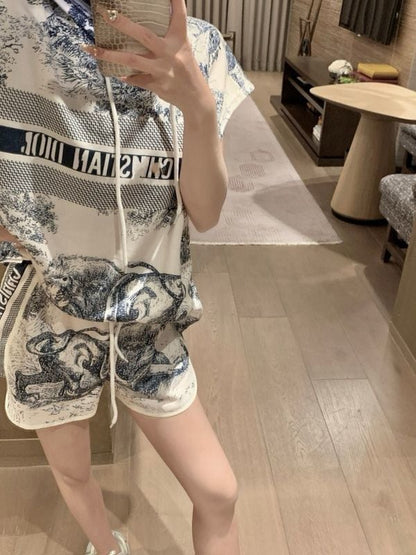 絶対流行 ファッション 早い者勝ち カジュアル 2色選択可 半袖Ｔシャツⅹパンツセット<U-8896>