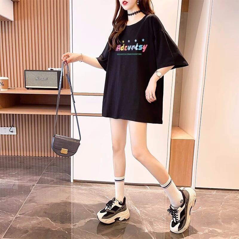 絶対可愛い &落書きTシャツ アルファベット ゆったり 3色＜U-2831＞