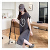 韓国系 ロング ハートマーク Tシャツ 半袖 ＜U-2837＞