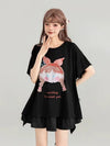 着回し力抜群 ゆったり ファッション感満々 ロング丈 2色半袖Tシャツ＜U-11068＞