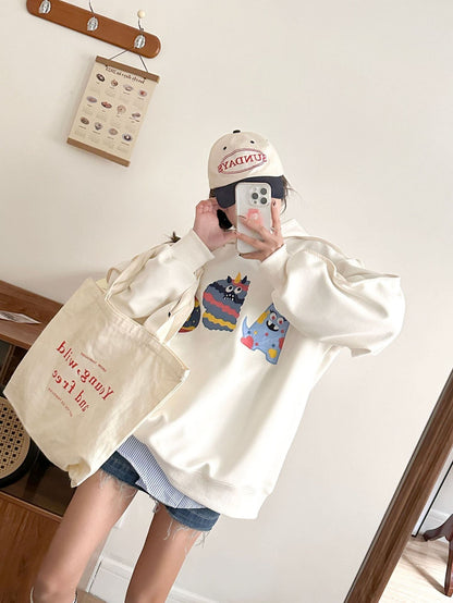 大人可愛い ゆったり 刺?ロゴ パーカ 全4色トップス＜U-4811＞