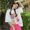 新作 プリント 透かし彫り ゆったり 半袖 Ｔシャツ <U-8089>