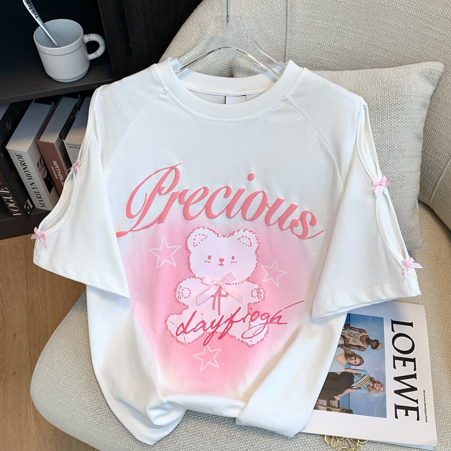 着回し力抜群 レース スウィートプリント 全2色 半袖Tシャツ ＜U-8711＞