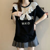 超人気 レース スウィート 切り替え プリント 3色選択 半袖Tシャツ＜U-8825＞