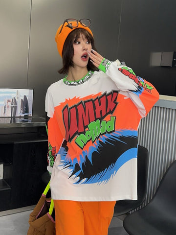 着回し力抜群 アバンギャルド 個性的なデザイン プリント全2色 Tシャツ<U-9225>