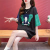 気質漫画カラーマッチング偽ツーピース半袖Tシャツ<U-2997>