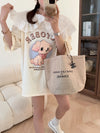 スウィート ワンちゃんロゴ 韓国系 ゆったりTシャツ半袖<U-4882>