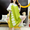 好感度UP レイヤード風 切り替え プリント Tシャツ ゆったりワンピース＜U-8105＞