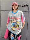 話題沸騰中 ゆったり カジュアル プリント カラーマッチング 半袖Tシャツ＜U-8067＞