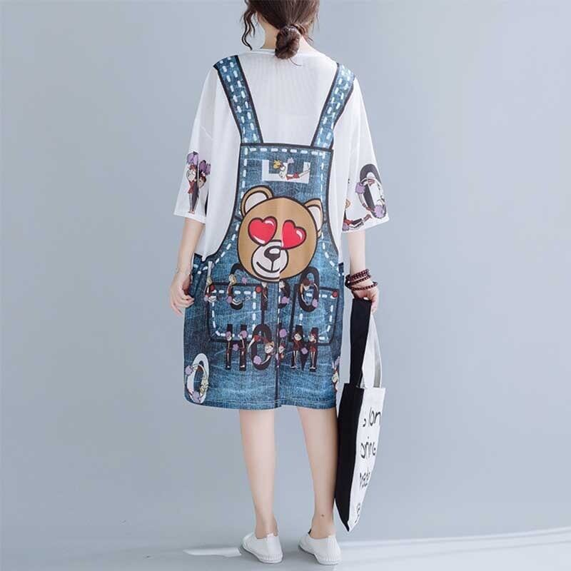 旅行Ｔシャツ 夏 レディース 膝丈 プリント 大きいサイズ ゆったりさらっと涼しい U-656