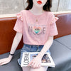 新商品 大人可愛い 話題沸騰中 ホットダイヤモンド 全3色 半袖Tシャツ<U-8868>