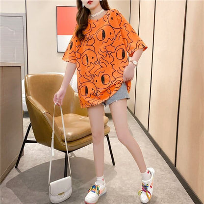 カジュアル 切り替え ファッション プリント Tシャツ カットソー＜U-3484＞